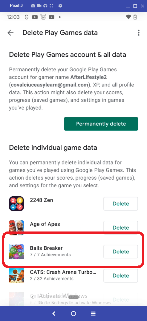 Delete Balls Breaker Data